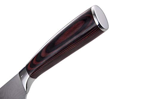 Couteau de Cuisine Professionnel Japonais Damas A Effiler Lame 20cm Acier Carbone Inoxydable