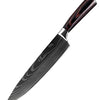 Couteau de Cuisine Professionnel Japonais Damas de Chef Lame 20cm Acier Carbone Inoxydable