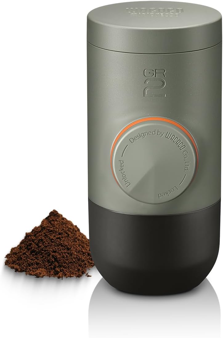 Minipresso GR2, Machine a cafe Portable pour l'extérieur Café moulu compatible, Cafetiere Portable 18 Bar à commande manuelle, Cafetiere on the go, ultra-petit pour le voyage, le camping