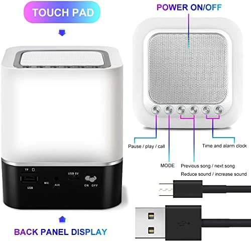 Reveil Lumineux Enceinte Bluetooth Portable, Lampe de Chevet à Bruit Blanc Bebe, Veilleuse Multicolore Contrôle Tactile Réveil Numérique