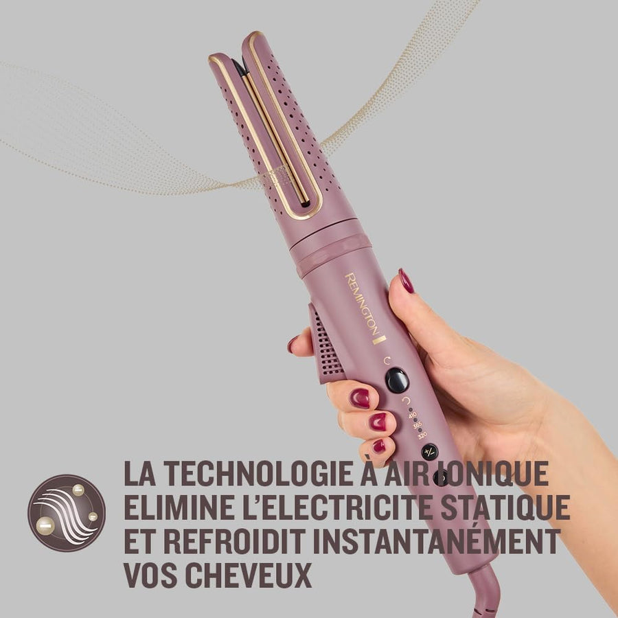 Remington AirVive Boucleur à cheveux Fer à boucler rotatif Technologie Ionic Air : boucles de longue durée revêtement ultra-céramique de haute qualité avec micro-actifs,écran LED 160-210°C