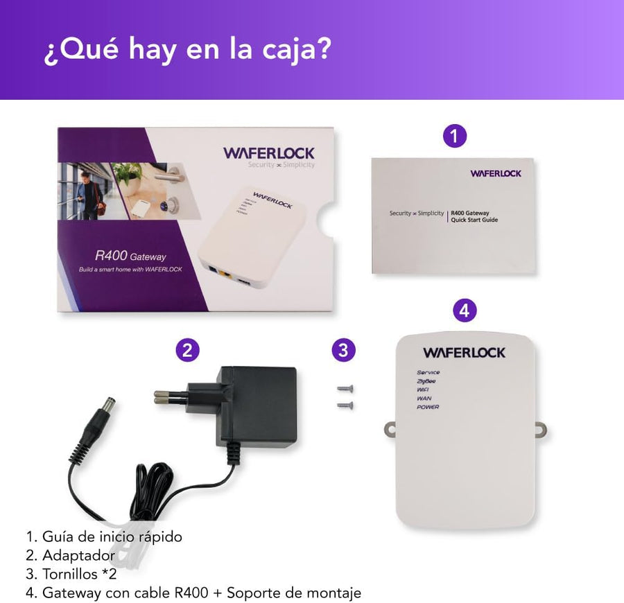 Passerelle/Hub câblé WAFERLOCK R400 - Compatible avec Le Cylindre de Serrure Intelligente Zigbee C760, contrôle à Distance Facile Via l'application WAFERKEY, Connexion câblée fiable