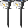 Lot de x2 Lampe Solaire Exterieur Detecteur de Mouvement, 6500K Lumiere Extérieur Puissant, 3 Modes Spot Solaire IP65 Étanche Eclairage, Projecteur Solaire pour Jardin Chemins Blanc Froid