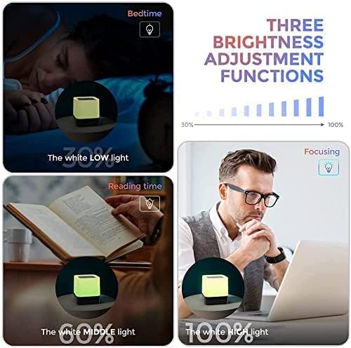 Reveil Lumineux Enceinte Bluetooth Portable, Lampe de Chevet à Bruit Blanc Bebe, Veilleuse Multicolore Contrôle Tactile Réveil Numérique