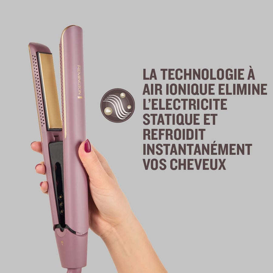 Remington AIRvive Lisseur Cheveux Technologie Ionic Air : résultats de coiffage longue durée Revêtement ultra-céramique avec micro-actifs plaques étroites,écran LCD, 150-230°C Fer à lisser