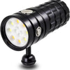 Lampe de poche sous-marine étanche IP68, lumière vidéo de plongée, large faisceau de 120 degrés avec lumière blanche, bleue et rouge, 13 000 lumens puissante lampe de plongée rechargeable