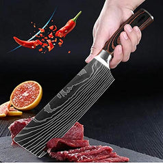Couteau de Cuisine Professionnel Japonais Damas Hachoir Lame 18cm Acier Carbone Inoxydable