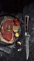 Couteau de Cuisine Professionnel Japonais Damas A Désosser Lame 15cm Acier Carbone Inoxydable
