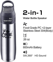 Thermos Isotherme Voyage Acier Inox 750ml Enceinte Portable Bluetooth Integree GRIS