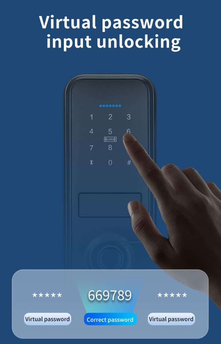 Smart Lock, Serrure de Porte d'Entrée Sans Clé Avec Poignée Noire Mate Sleek Mat, Clavier Électronique Deadbolt, Empreinte Digitale et Clavier Tactile, Verrouillage de Porte