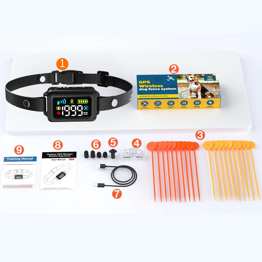 Clôture électrique sans Fil GPS pour Chien, clôture Intelligente de 4e génération, portée de 33 à 1999 m, système Anti-Fugue contrôlé par IA, étanchéité IPX7, clôture électrique pour Chien