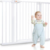 Barriere de Securite Enfant, sans perçage, Extra Haute, 92 cm de Hauteur, 75 à 124 cm de Large, avec 3 rallonges, pour Enfants, Chiens et Chats, Fermeture Automatique et arrêt à 90° BLANC