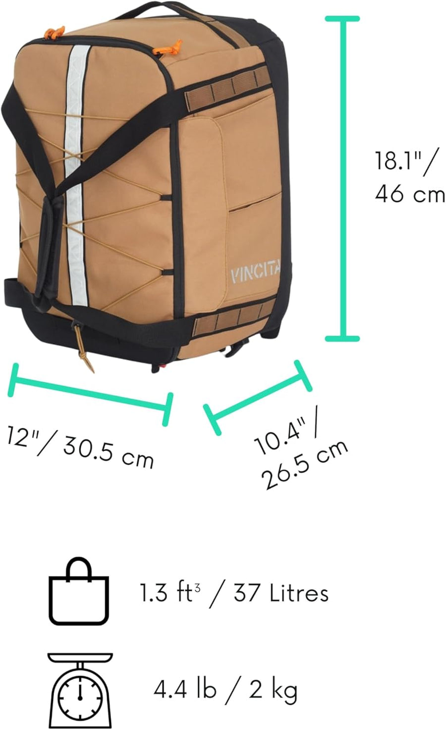 Sac de voyage BDR pour vélo pliable – Sac à dos, sac de sport, sac de rangement combiné avec KLICKfix UniKlip 2.0 37L | résistant à l'eau MARRON