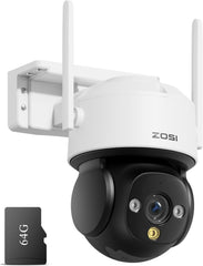 4K 8MP UHD Pan & Tilt Caméra de Surveillance WiFi Extérieure avec Carte Mémoire 64GB et Vue à 360°, Détection IA Visage/Véhicule, Suivi Automatique, Vision Nocturne, Audio Bidirectionnel