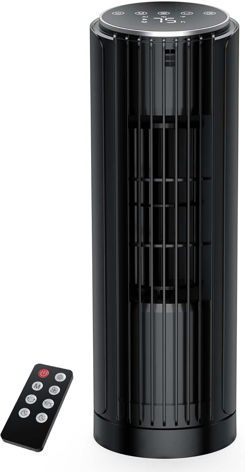 Ventilateur de table 7m/s avec Télécommande Oscillante à 70° 4 vitesses, 4 modes, minuterie de 12 heures