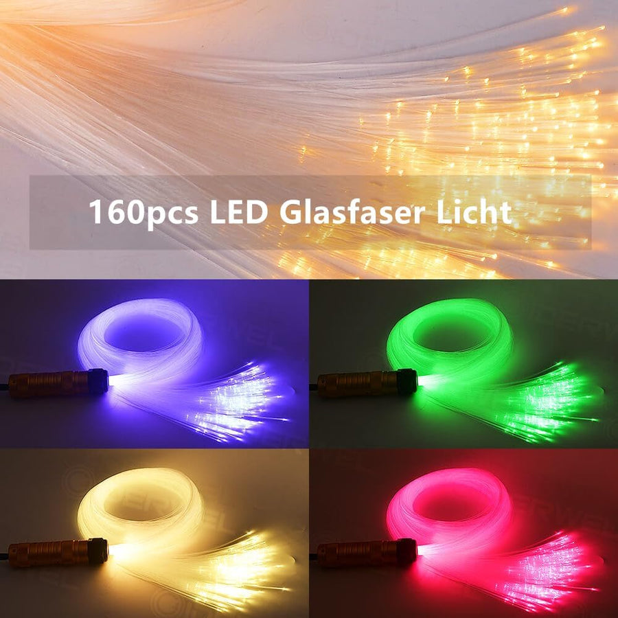 Kit plafonnier ciel étoilé en fibre optique pour voiture, application Bluetooth, kit d'éclairage avec télécommande RF, lumières optiques RGBW en fibre optique avec 160 pièces