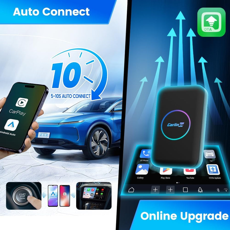 AIBOX-Lite Boîte multimédia 3 en 1 Système Android indépendant / CarPlay sans fil / Android Auto sans fil, convient pour les véhicules équipés de CarPlay filaire / Android Auto