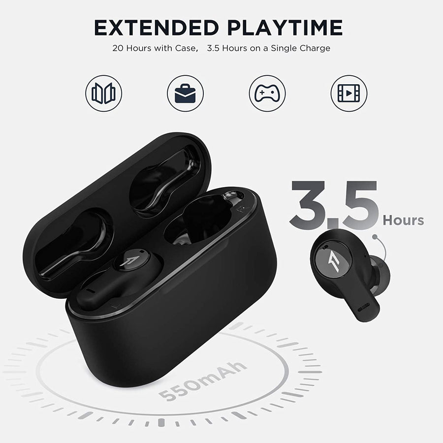 Ecouteurs Bluetooth sans Fil Faible Latence Autonomie 20h 4 Micros Suppression Bruit Ambiants