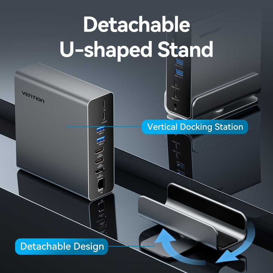 Station d'accueil 15-en-1 pour Configuration à Deux moniteurs,Triple Affichage,Portable Dock Type C Thunderbolt 4,Double 4K@60Hz HDMI,4K@60Hz DP,100W PD,USB 10Gbps,RJ45,Audio,SD/TF