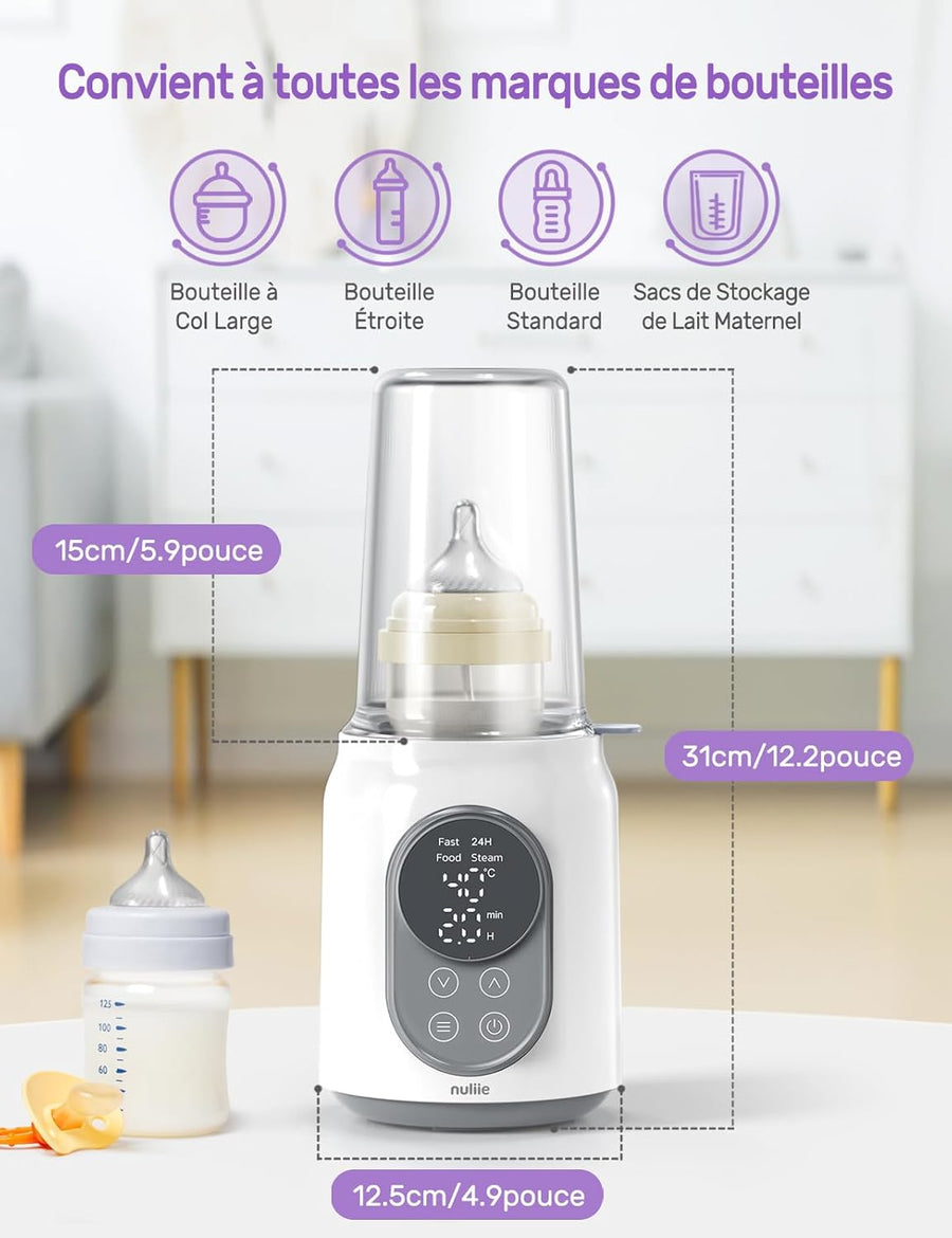 Chauffe-biberon 6 en 1 avec contrôle de température intelligent, minuterie, écran LCD et arrêt automatique, pour réchauffer et décongeler le lait maternel ou le lait infantile