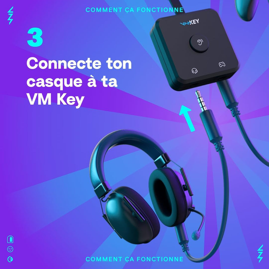 Voicemod Key - Changeur vocal et carte son VMKey en temps réel pour consoles de jeu Compatible avec PS5, PS4, XBOX, SWITCH2