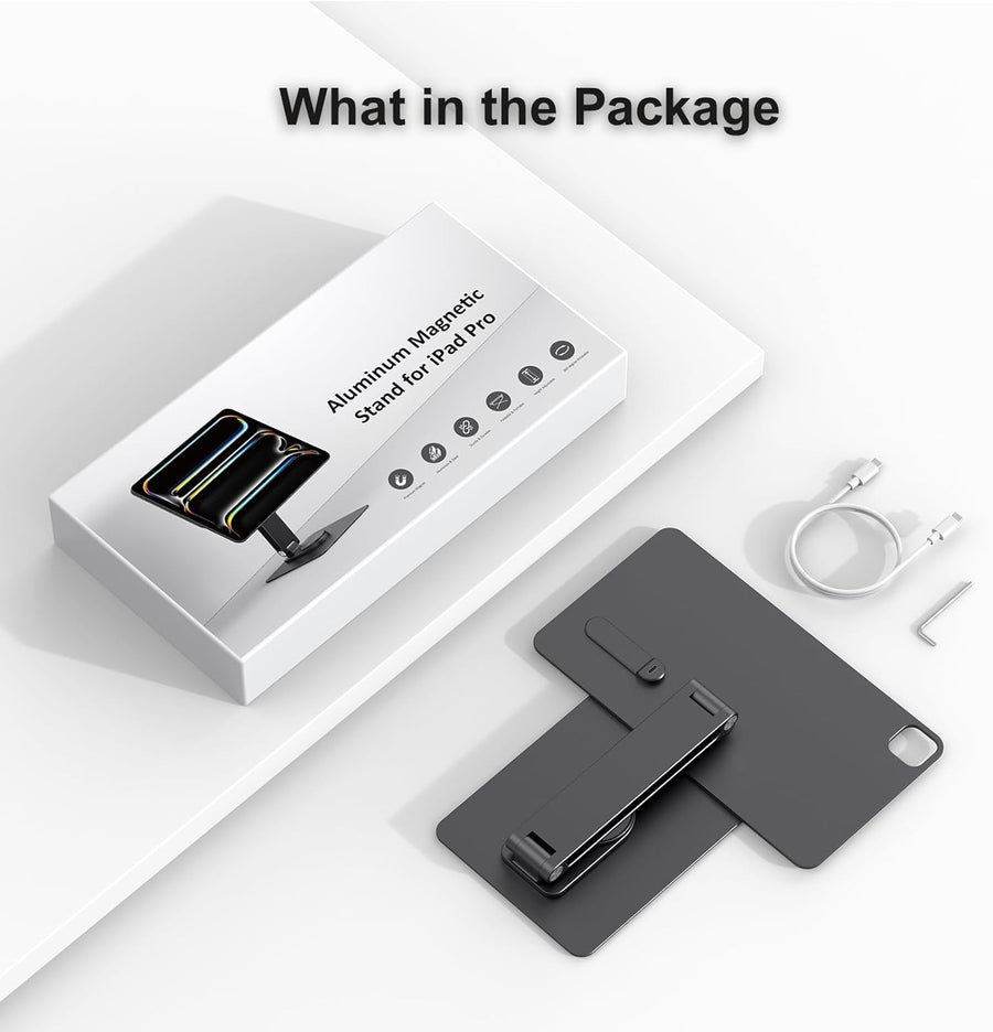 Support magnétique pour iPad avec Chargement sans Fil 18 W, Support Rotatif à 360° en Aluminium pour iPad Pro M4 13 Pouces, Support de Bureau réglable (M4-13 Pouces)