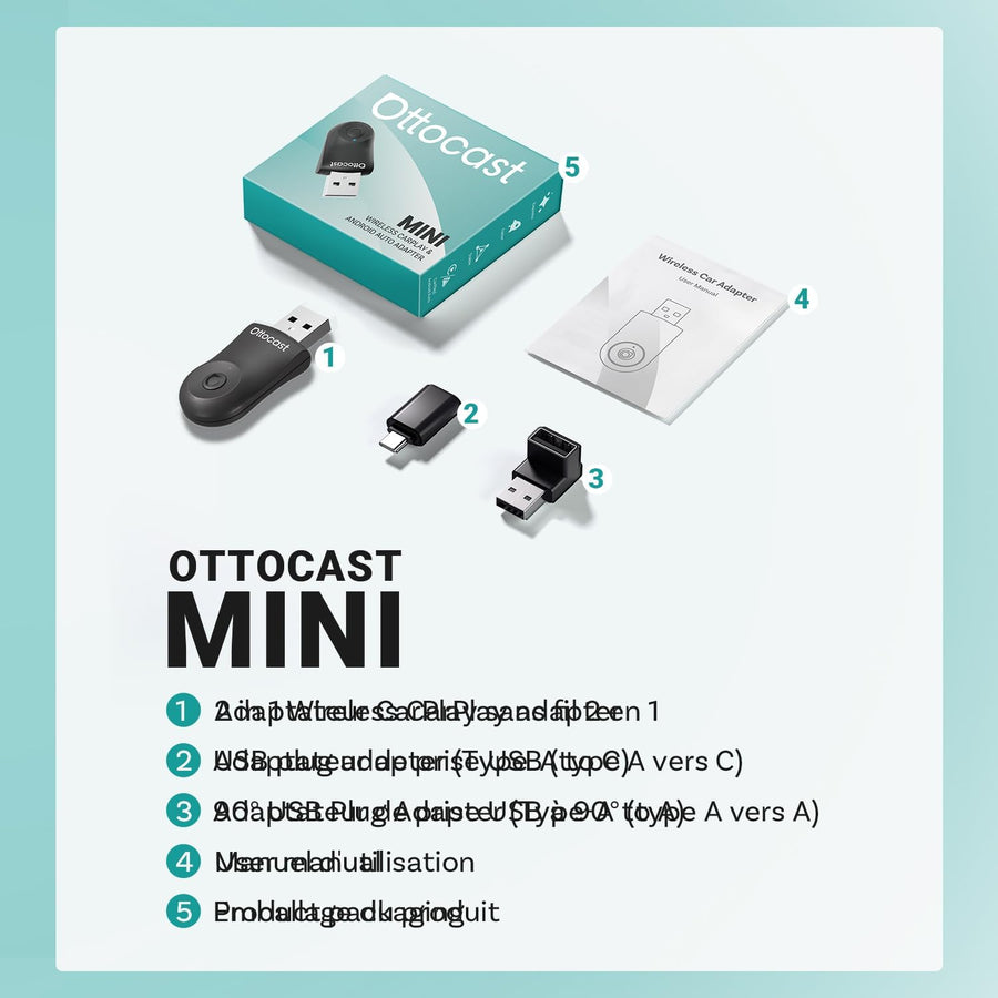 Adaptateur sans Fil Android Auto et Carplay Brancher et à Jouer WiFi 5,8 GHz, Conversion Filaire en Dongle Carplay sans Fil Voitures Compatibles avec AA Filaire et CP