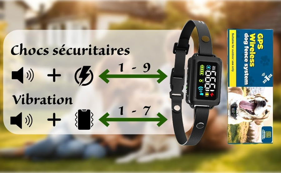 Clôture électrique sans Fil GPS pour Chien, clôture Intelligente de 4e génération, portée de 33 à 1999 m, système Anti-Fugue contrôlé par IA, étanchéité IPX7, clôture électrique pour Chien