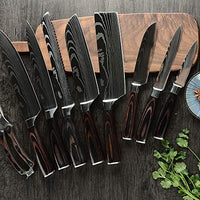 Ensemble Couteau de Cuisine Professionnel Japonais Damas Lame Acier Carbone Inoxydable