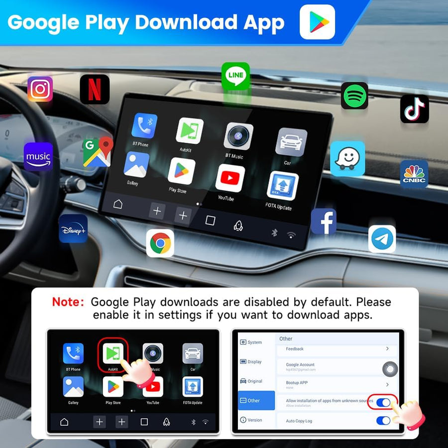 AIBOX-Lite Boîte multimédia 3 en 1 Système Android indépendant / CarPlay sans fil / Android Auto sans fil, convient pour les véhicules équipés de CarPlay filaire / Android Auto