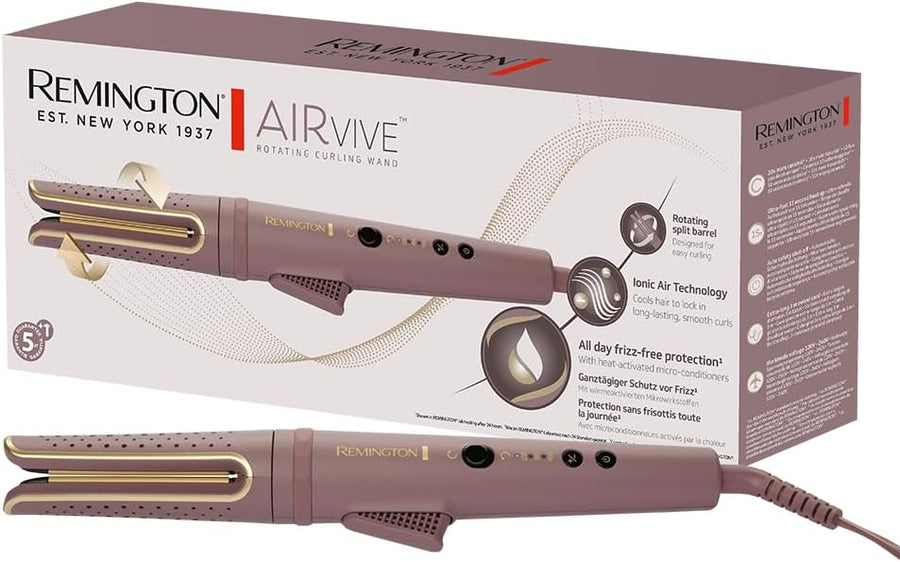 Remington AirVive Boucleur à cheveux Fer à boucler rotatif Technologie Ionic Air : boucles de longue durée revêtement ultra-céramique de haute qualité avec micro-actifs,écran LED 160-210°C