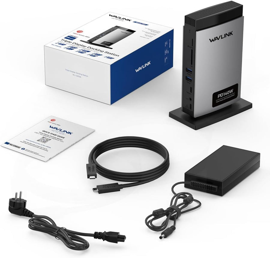 Station d'accueil pour Ordinateur Portable Triple Affichage (Single 8K/Dual 4K), Dock USB C 125W PD3.1 Pass-Through, 2*HDMI, DP, Ethernet, SD/TF, pour Windows, Macbook M1/M2/M3/M4
