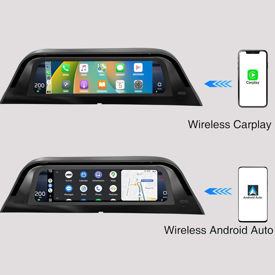 Heads Up Dispaly for Tesla Model Y 2019-2024 & Model 3 2017-2023 9.66" Screen - Upgraded No AC Vent Block Design, Wireless CarPlay Android Auto, Blind Spot Alert