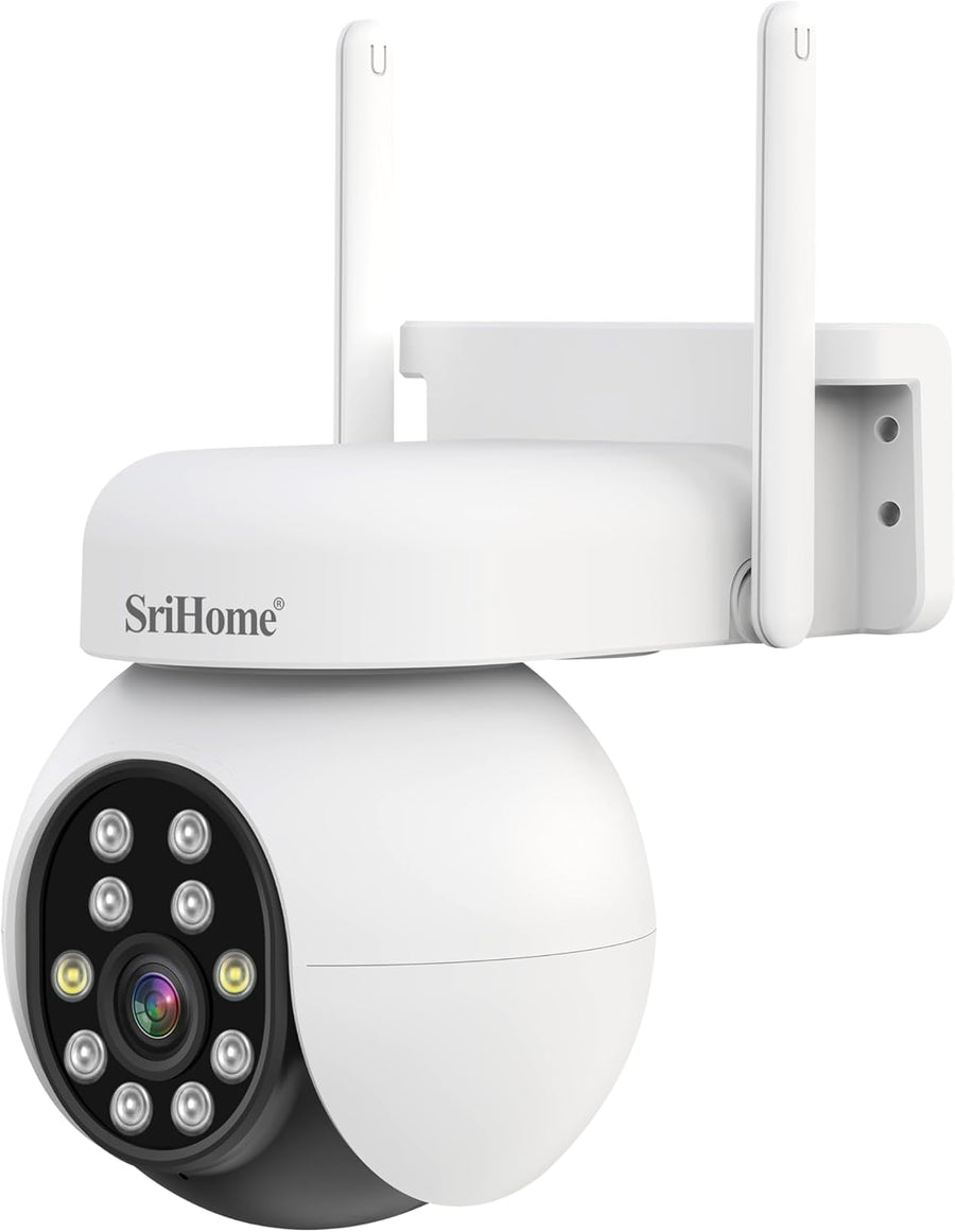 Caméra de Surveillance 5MP HD PTZ, Détection d'humains, Suivi de Mouvement, Alarme sonore et Lumineuse, Audio bidirectionnel, Utilisation en extérieur/intérieur