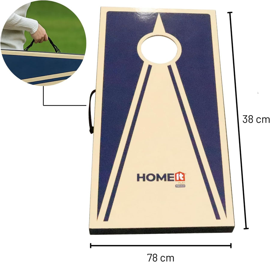Cornhole Jeu d'extérieur Pliable avec 2 Planches et 8 Sacs de Lancer (Rouge et Bleu) Facile à Transporter, idéal pour Le Jardin, la Plage et Le Camping