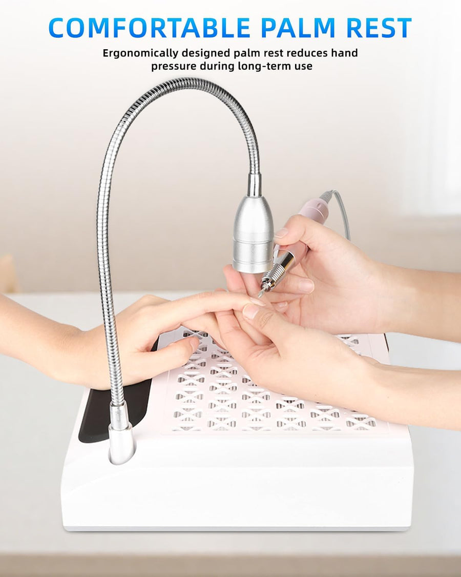 Ponceuse pour Ongles Professionnel, Aspirateur Poussiere Ongle, Repose Main Ongle avec Réglable à 360° Lumière Led, 30000 Rpm Lime a Ongle Electrique