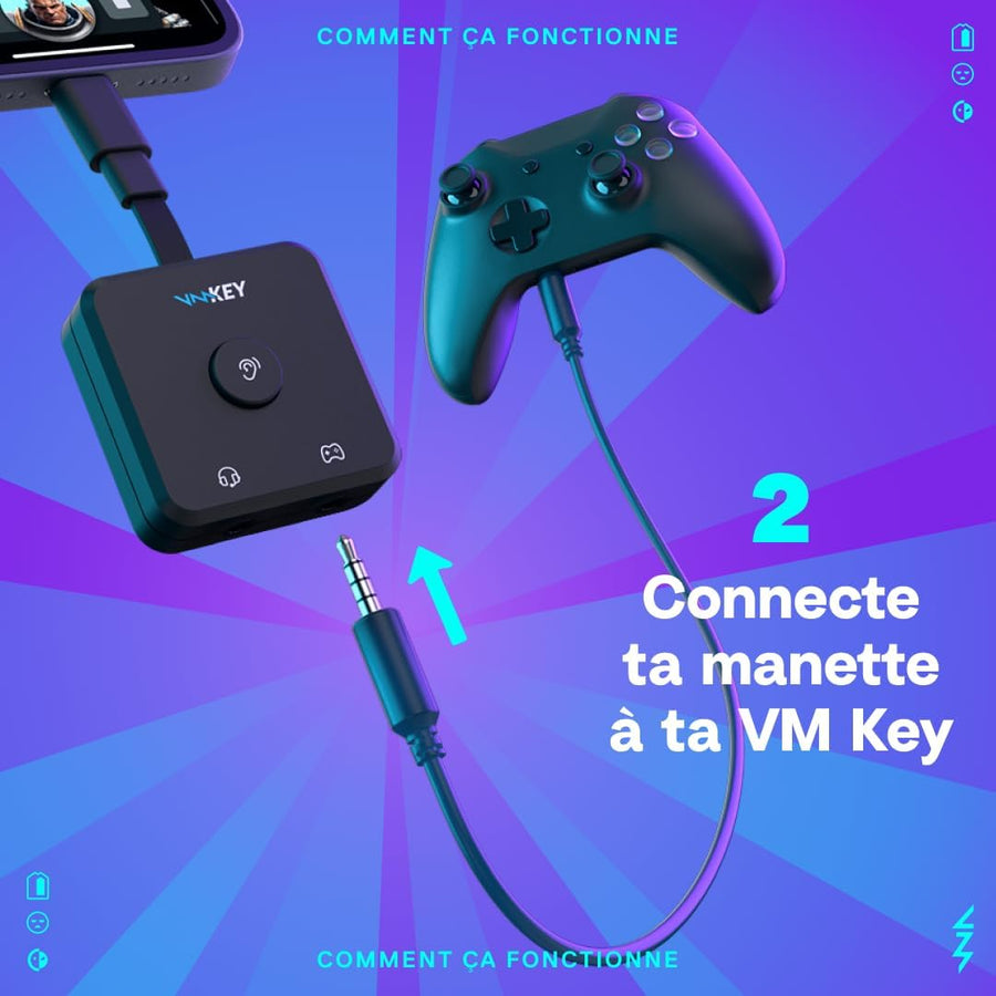 Voicemod Key - Changeur vocal et carte son VMKey en temps réel pour consoles de jeu Compatible avec PS5, PS4, XBOX, SWITCH2