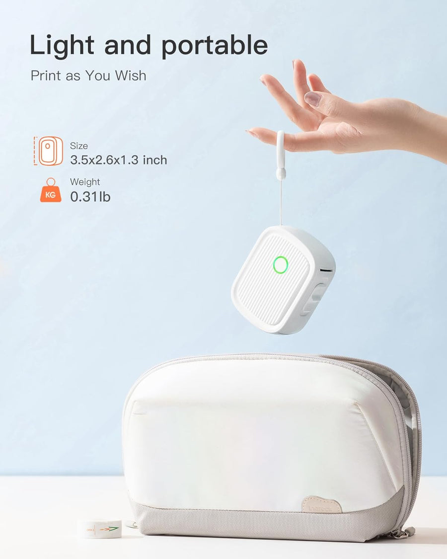 Mini Imprimante Thermique Bluetooth Étiqueteuse Portable Un Rouleau de Papier Thermique Compatible IOS Android BLANC
