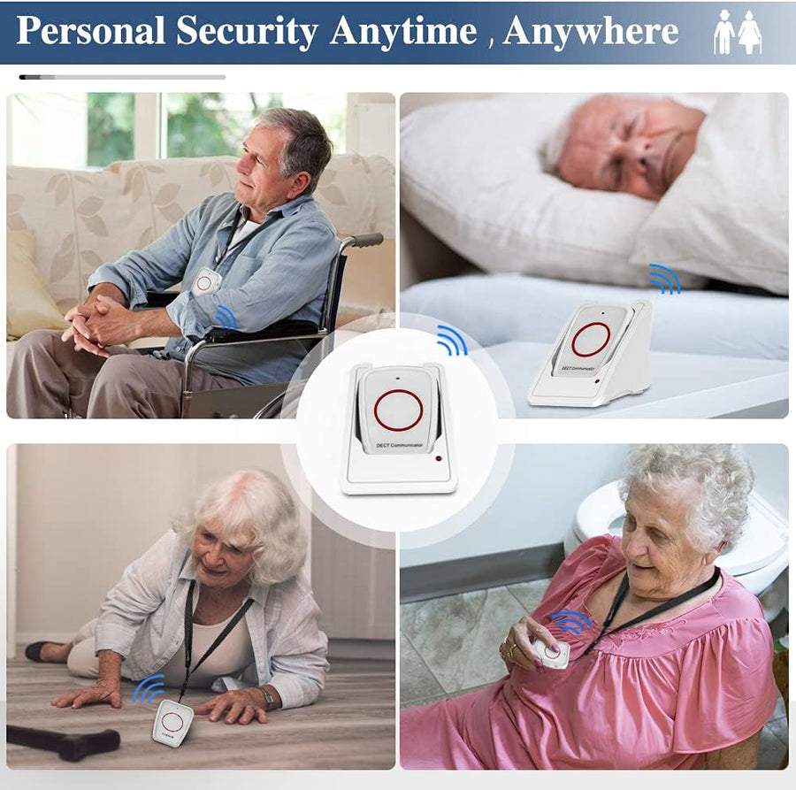 Interphone Sans Fil Audio Bidirectionnel Bouton Appel Soignant Pager Personne Agée