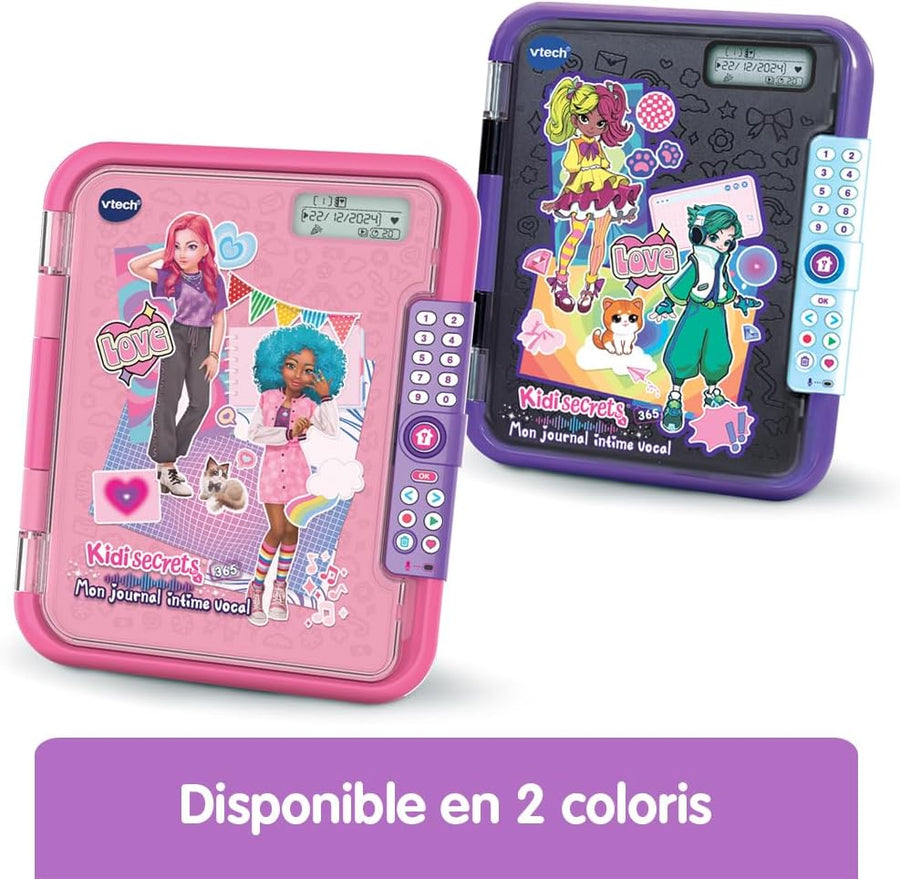 KidiSecrets 365 Mon Journal Intime Vocal Rose, Journal Intime Électronique avec Code, Micro Enregistreur, Carnet Secret, Feutre et Jeux ROSE