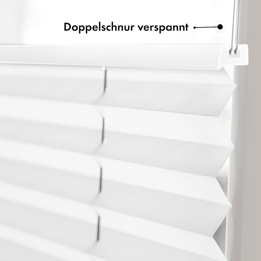 Lot de x2 Store Plissé Sans Perçage 50cm x 100cm Blanc pour Portes et Fenêtres Opaque Protection Vie Privée Protection Solaire Prêt à l'Emploi Enrouleur