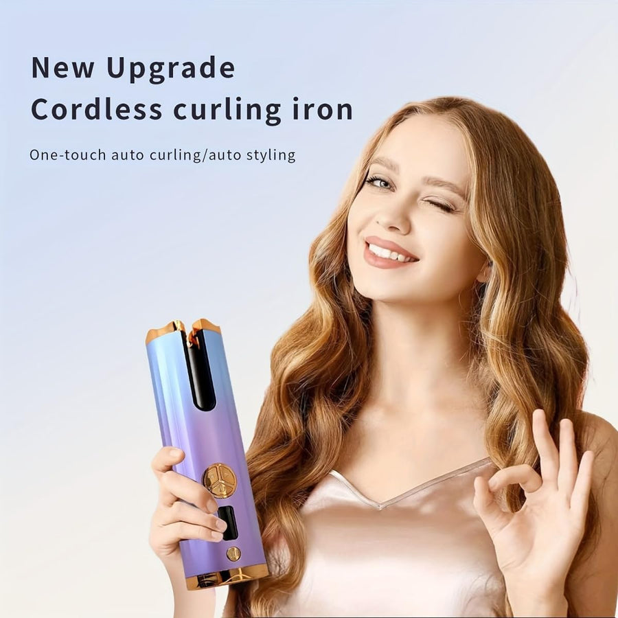 Fer A Boucler Automatique Boucleur à Cheveux Sans Fil Rechargeable Anti-Brûlures avec Minuteur et 6 Température