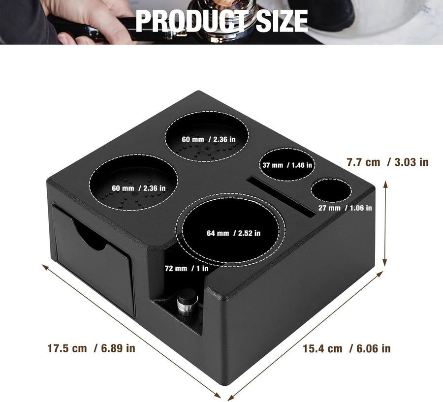 Station de Bourrage D'espresso, Boîte à Expresso Amovible et Station de Bourrage, Organisateur D'espresso 10 en 1 Compatible avec Les Presse Expresso 51, 54, 58 mm