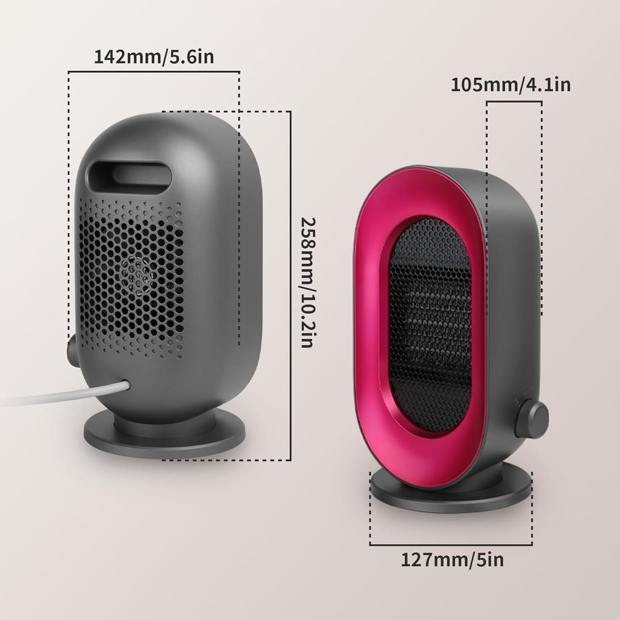 Mini Chauffage Soufflant 900W, Space Heater Electrique Avec 3 Modes, Protection Anti-surchauffe et Anti-basculement, Portable Chauffage d'appoint