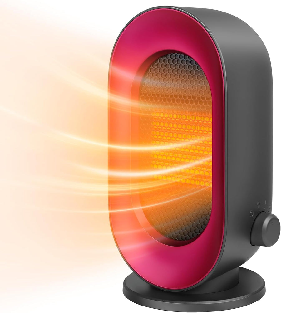 Mini Chauffage Soufflant 900W, Space Heater Electrique Avec 3 Modes, Protection Anti-surchauffe et Anti-basculement, Portable Chauffage d'appoint