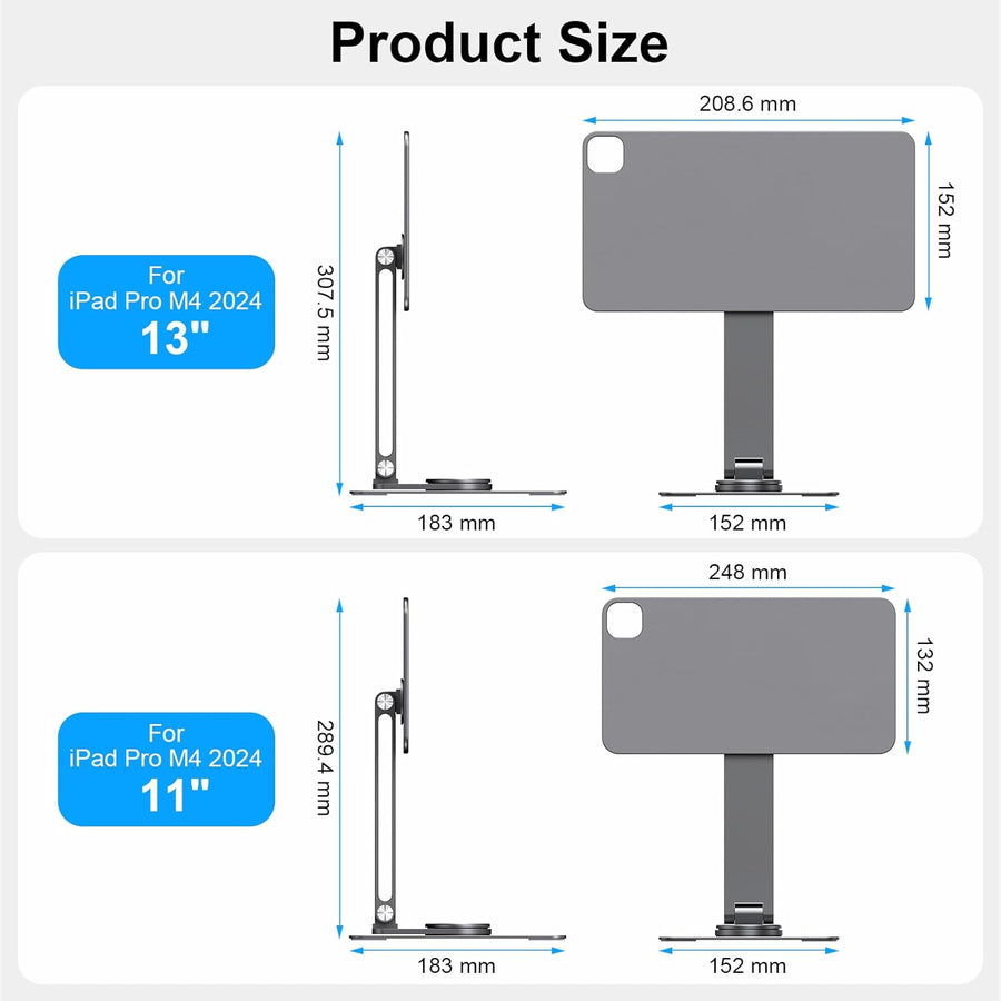 Support magnétique pour iPad avec Chargement sans Fil 18 W, Support Rotatif à 360° en Aluminium pour iPad Pro M4 13 Pouces, Support de Bureau réglable (M4-13 Pouces)