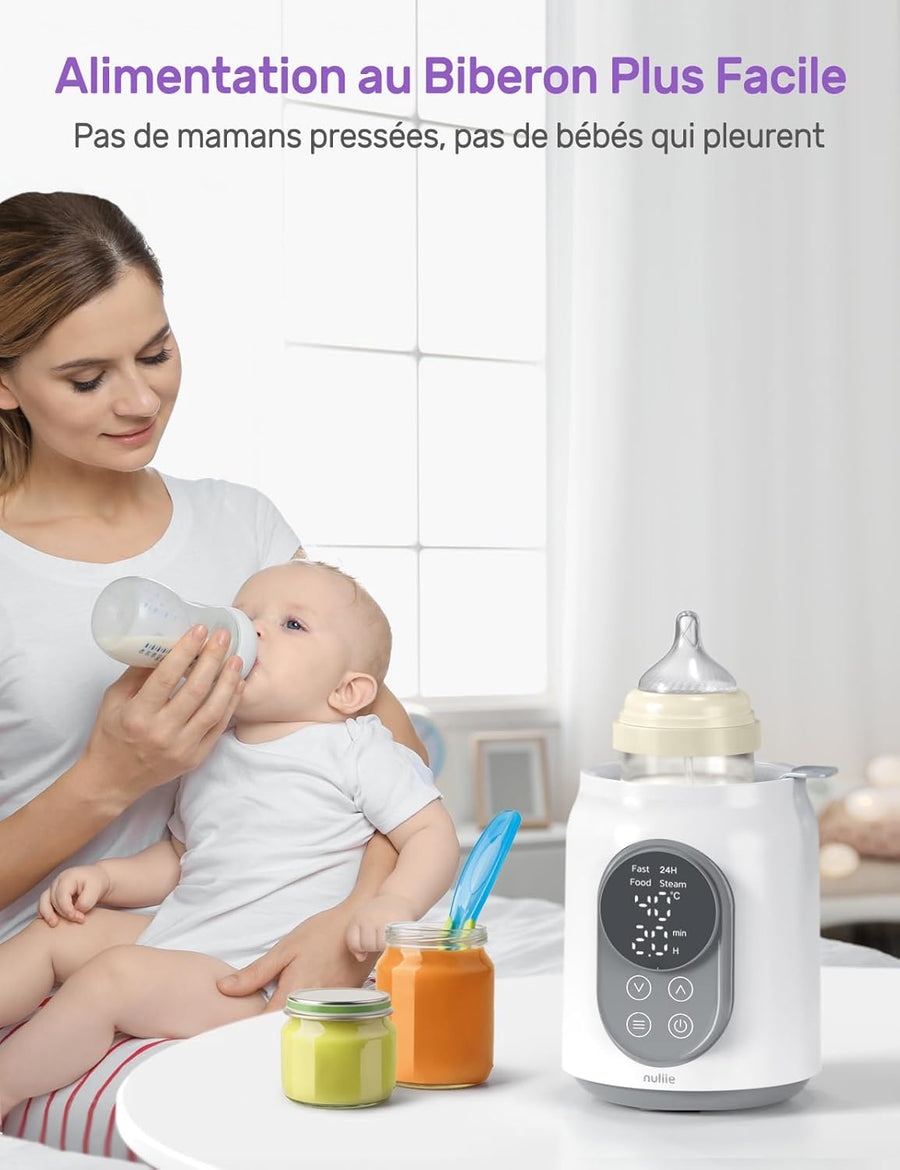 Chauffe-biberon 6 en 1 avec contrôle de température intelligent, minuterie, écran LCD et arrêt automatique, pour réchauffer et décongeler le lait maternel ou le lait infantile