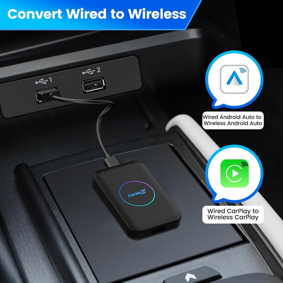 AIBOX-Lite Boîte multimédia 3 en 1 Système Android indépendant / CarPlay sans fil / Android Auto sans fil, convient pour les véhicules équipés de CarPlay filaire / Android Auto