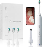 Brosse à dents électrique sonique - Brosse à dents électrique visuelle pour adultes et enfants - Avec 3 modes et minuterie - Étanchéité IPX7 - Batterie longue durée de 45 jours BLANC