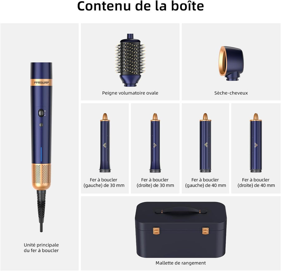 Brosse Soufflante Magic Twist Cheveux Air Styler 6en1 Brosse Cheveux Ions Négatifs